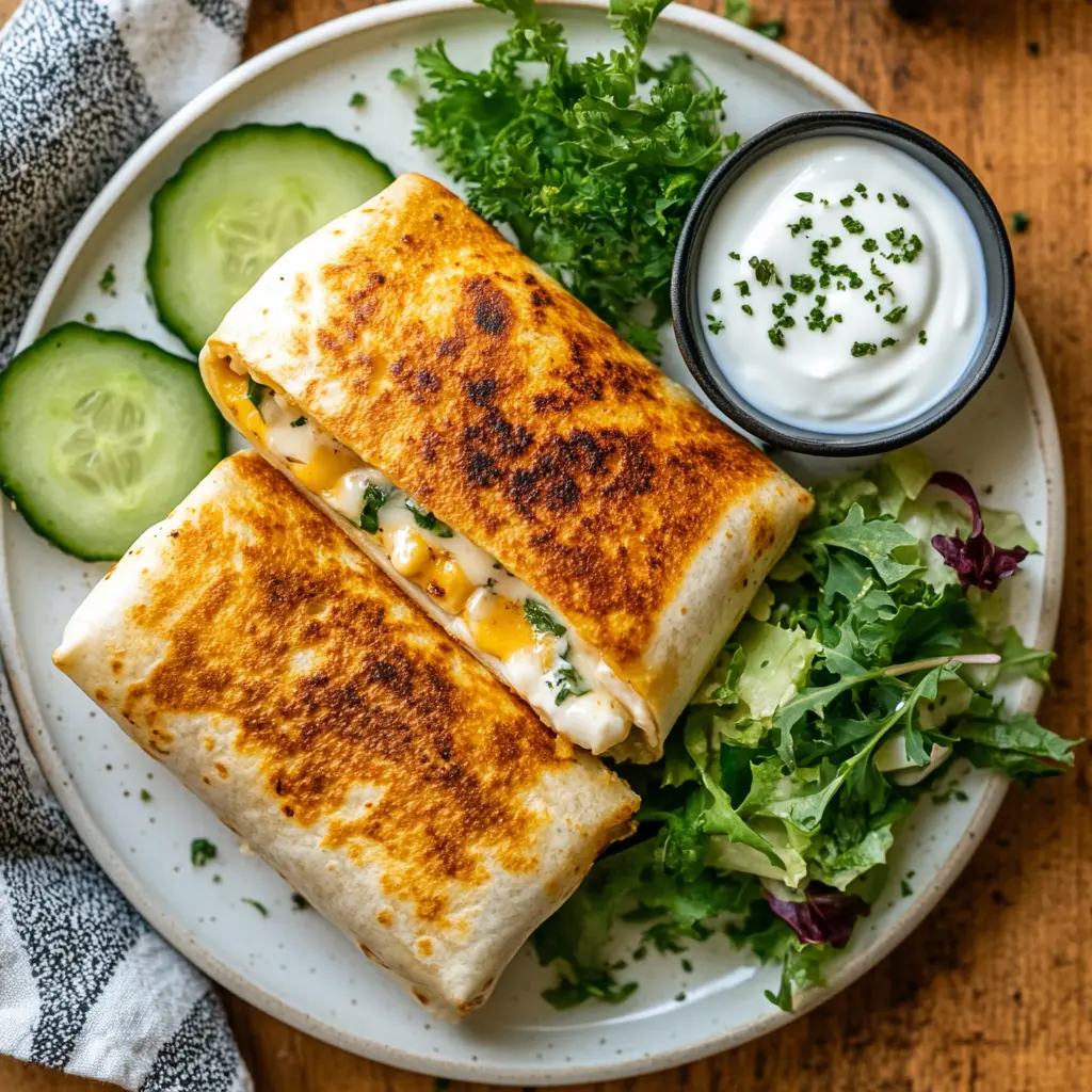 Recipe card for low-carb grilled cheese burrito