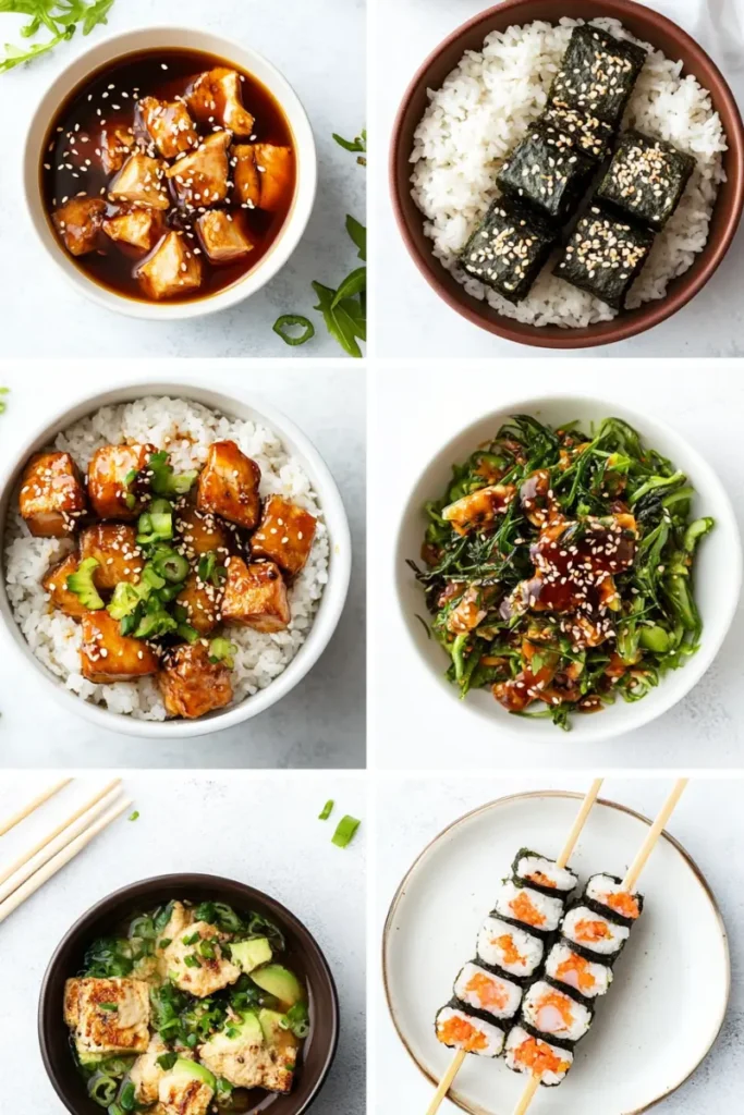 Collage of Japanese meals for Mounjaro weight loss recipes