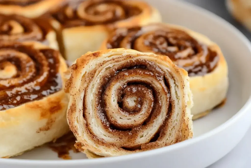 low-carb cinnamon rolls sliced to show spiral layers
