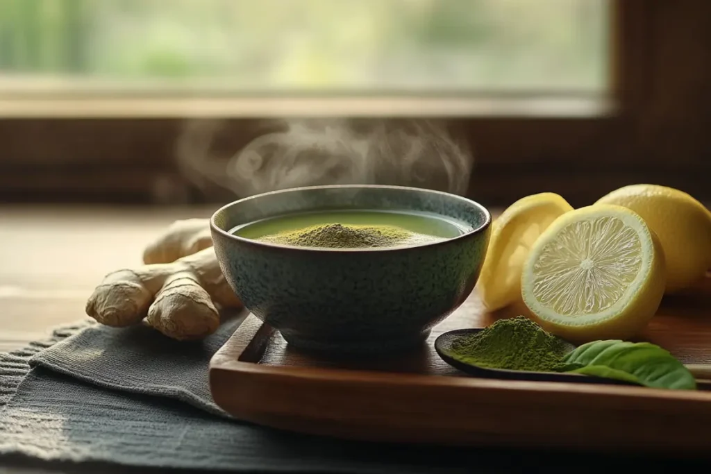 Matcha powder with lemon and ginger for Japanese Mounjaro Recipe