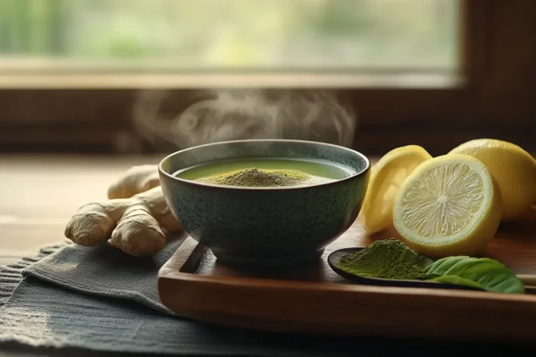 Matcha powder with lemon and ginger for Japanese Mounjaro Recipe