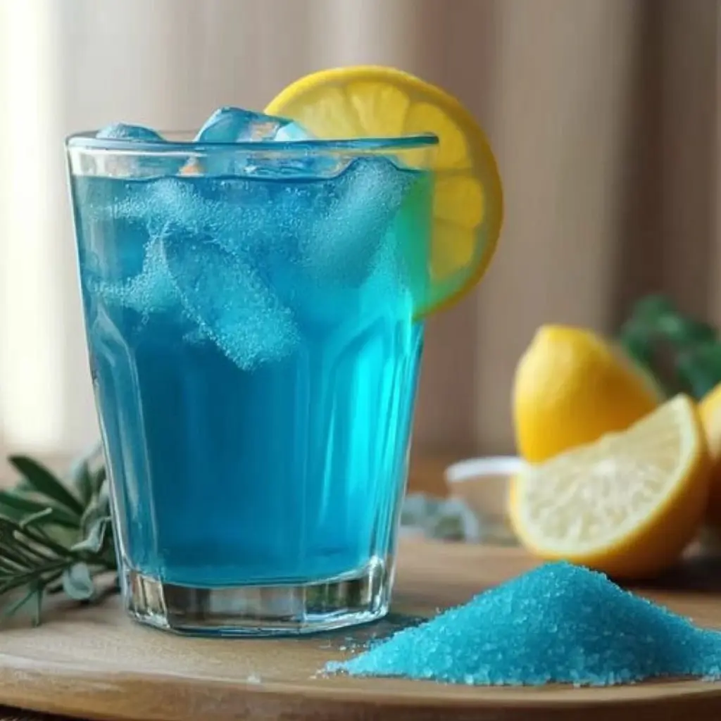 Natural salt trick for men in bed recipe served in a glass with blue mineral-rich hydration ice.