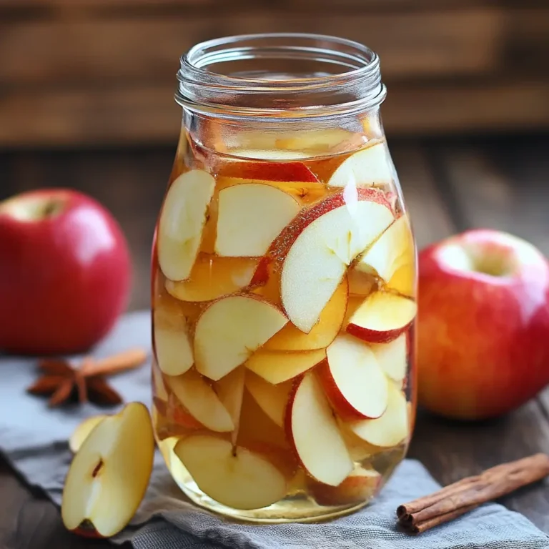 "Apple cinnamon detox water with lemon slice and ice cubes served in a clear glass"