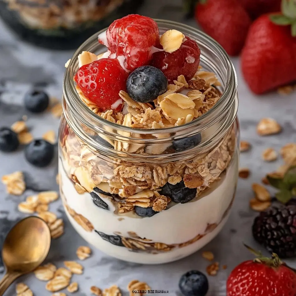 Greek yogurt parfait for weight loss with berries and granola