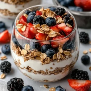 Finished Greek yogurt parfait for weight loss with chia seeds