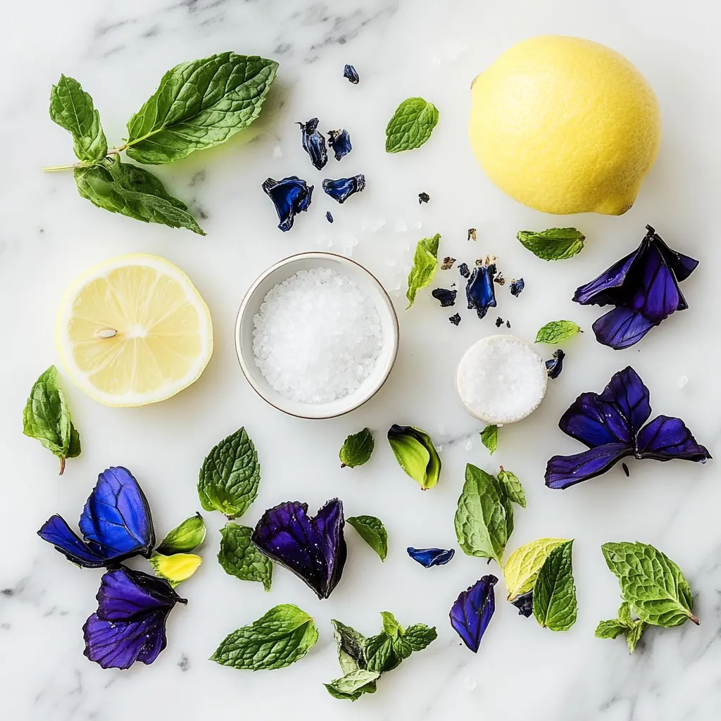 top flat lay of what are the ingredients in Brazilian Mounjaro including mint and salt