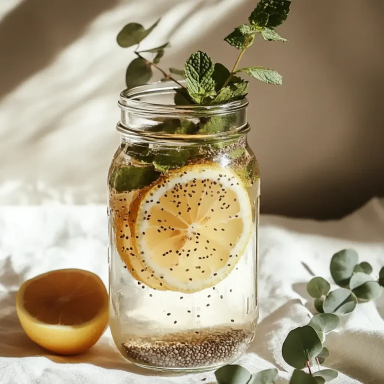 Pink Salt Diet Recipe, woman in modern kitchen drinking detox water with lemon, mint and chia, clear mason jar in hand, sunlight through window, healthy plant-based lifestyle, minimalist modern setting