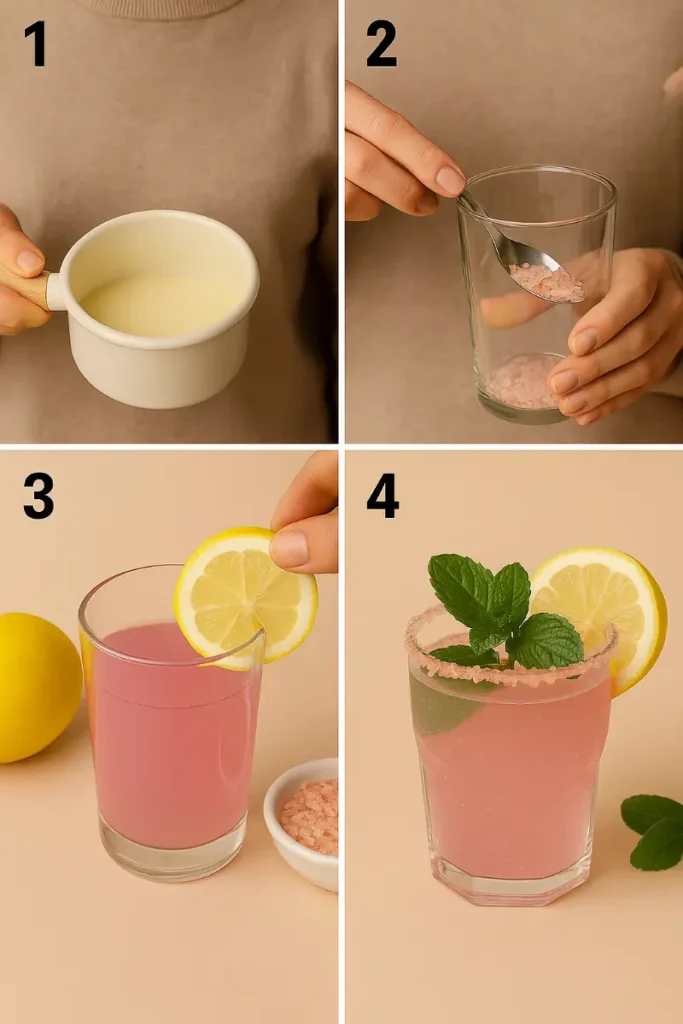 Step-by-step guide to prepare pink salt detox lemon drink