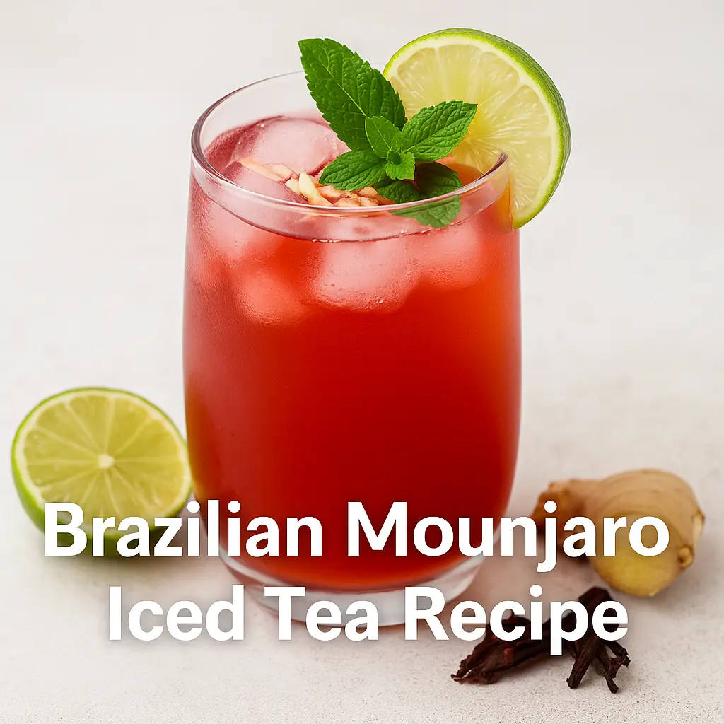 Brazilian Mounjaro Iced Tea Recipe with hibiscus, lime, mint, and ginger