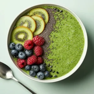 healthy green smoothie bowl for weight loss with toppings