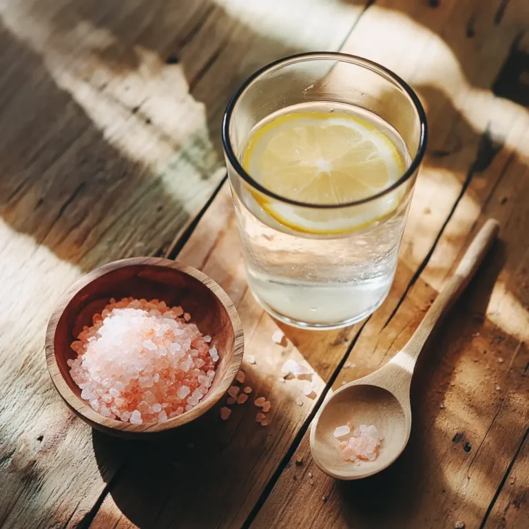 Pink Salt Diet Recipe for Weight Loss – detox drink with lemon and a wooden spoon of pink salt
