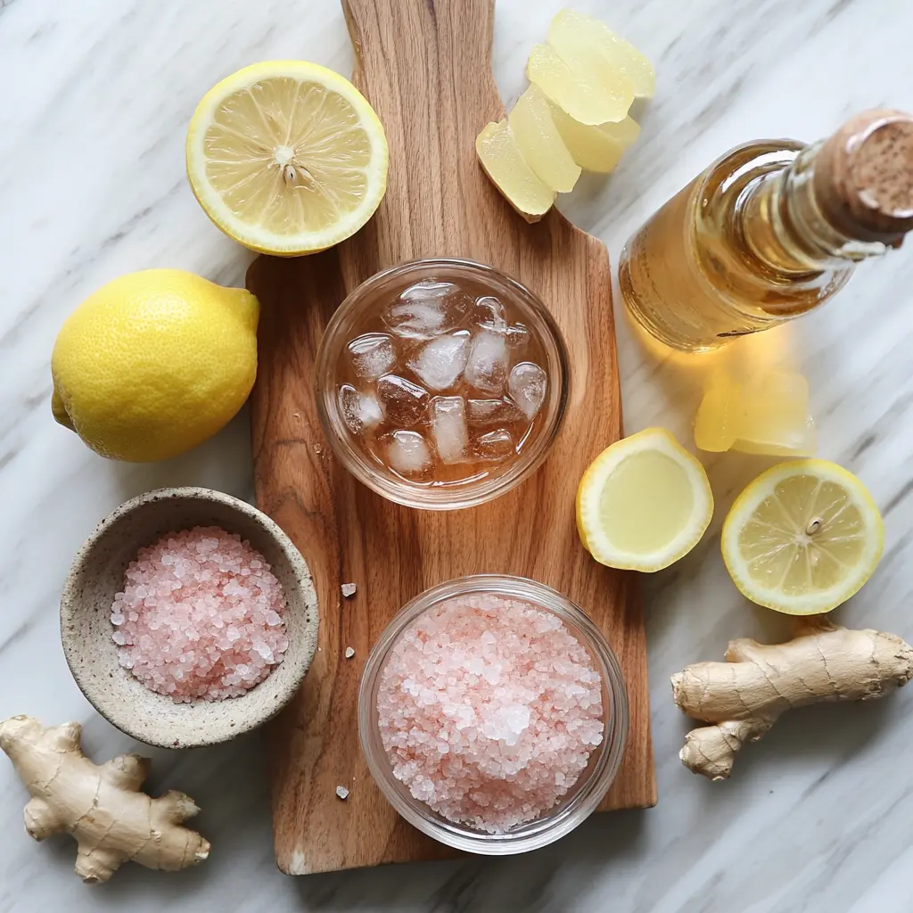 mounjaro recipe card with lemon, ginger, and pink salt