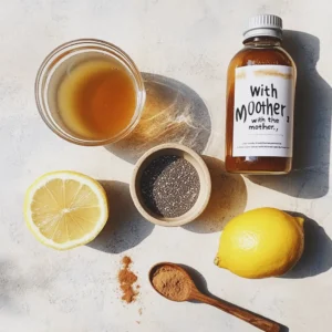 Homemade Mounjaro Recipe detox drink ingredients with chia, lemon, apple cider vinegar, and cinnamon