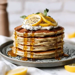 brazilian protein pancakes with lemon and syrup