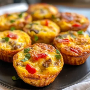 breakfast egg muffins in muffin tray with spinach, cheese, and peppers