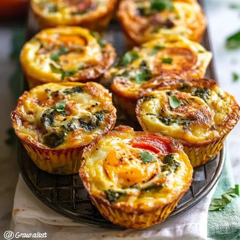 breakfast egg muffins in muffin tray with spinach, cheese