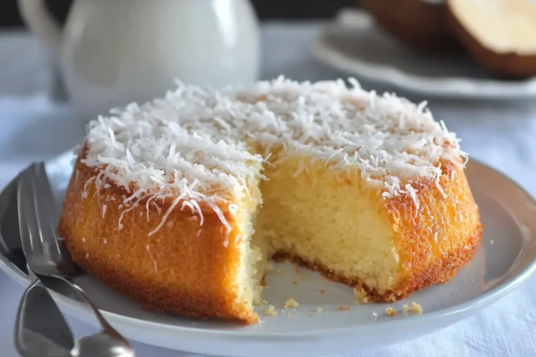 Brazilian Manjaro ingredients baked into soft coconut dessert