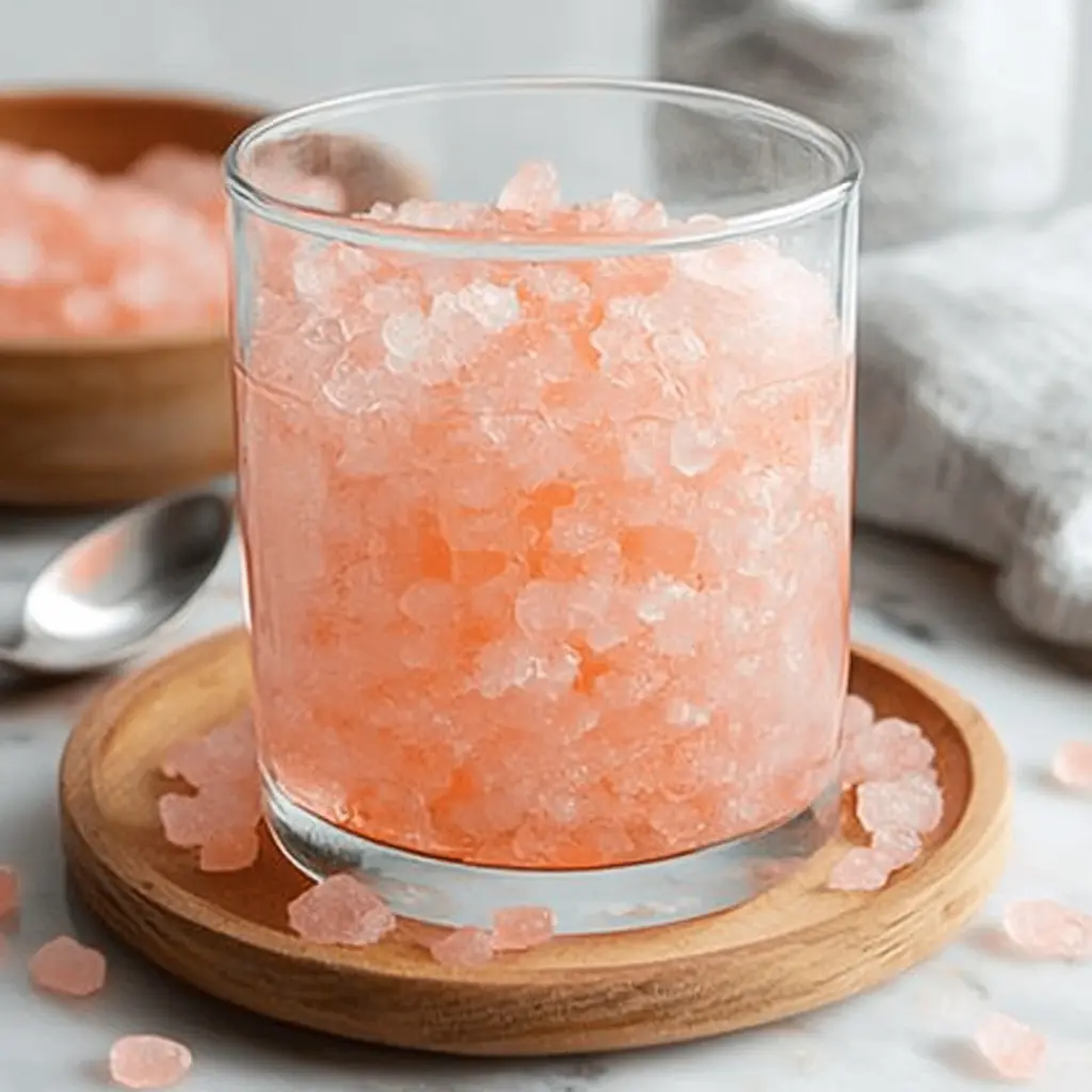 glass filled with coarse Himalayan pink salt