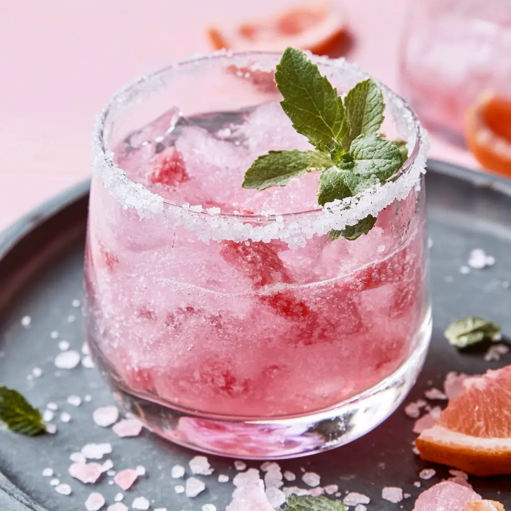 Pink Salt Diet Recipe detox glass with lemon rim