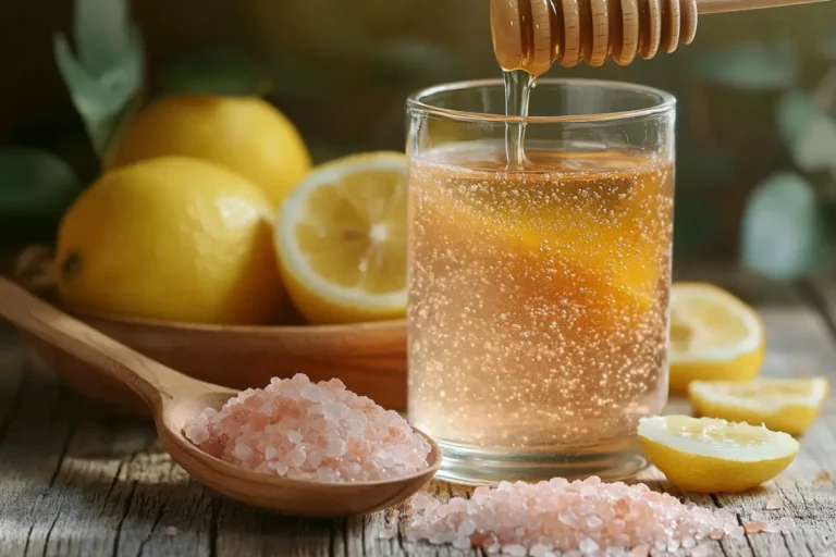 Ingredients for pink salt trick recipe with honey and citrus
