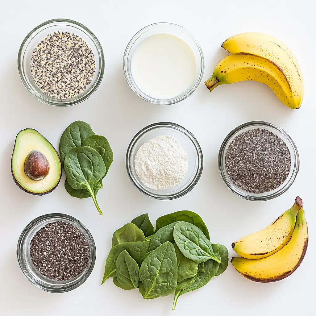 ingredients for healthy green smoothie bowl for weight loss