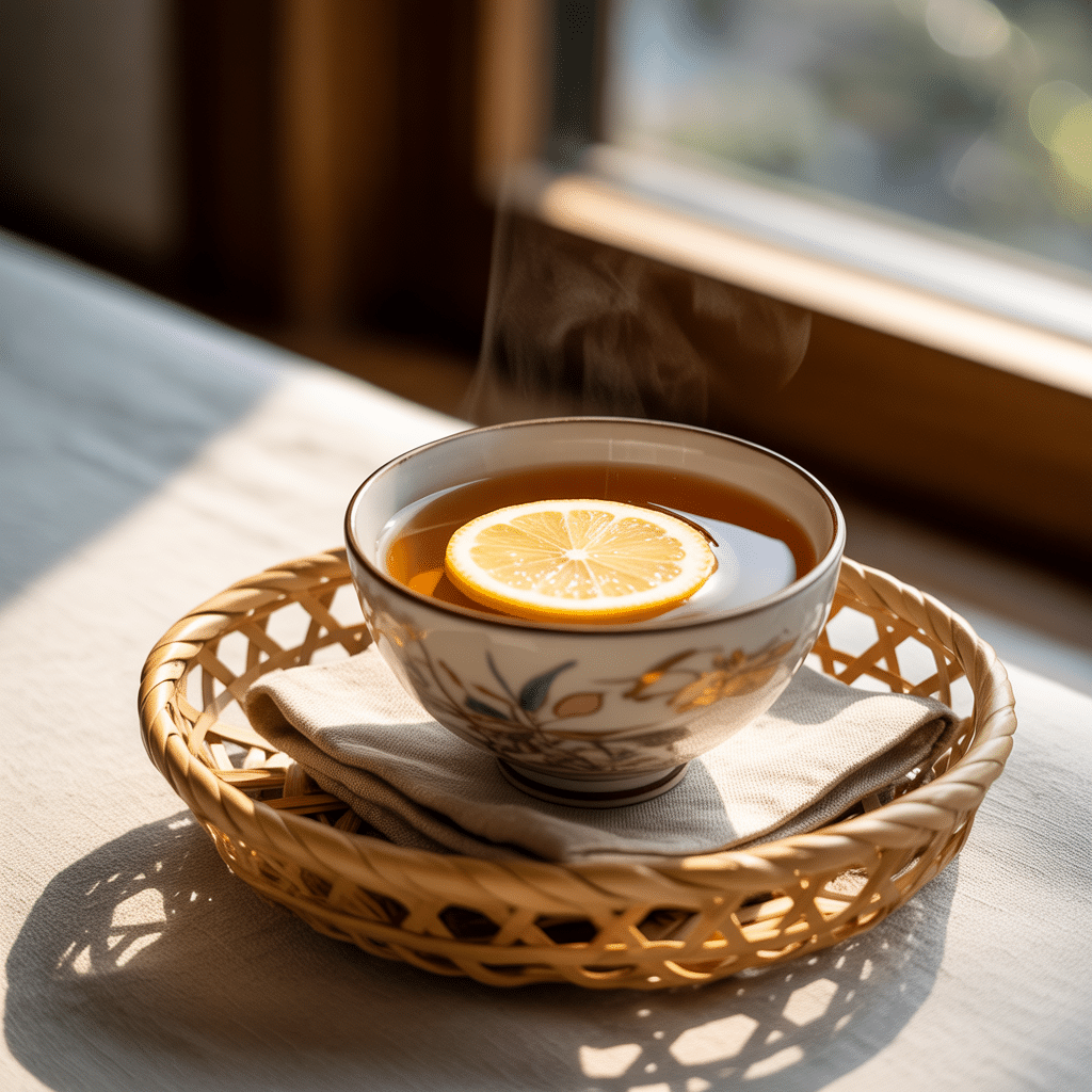 Traditional Japanese kitchen with detox tea ingredients