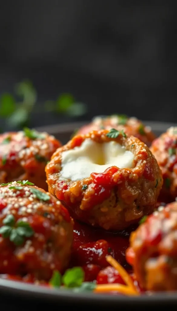 BEST Mozzarella Stuffed Meatballs