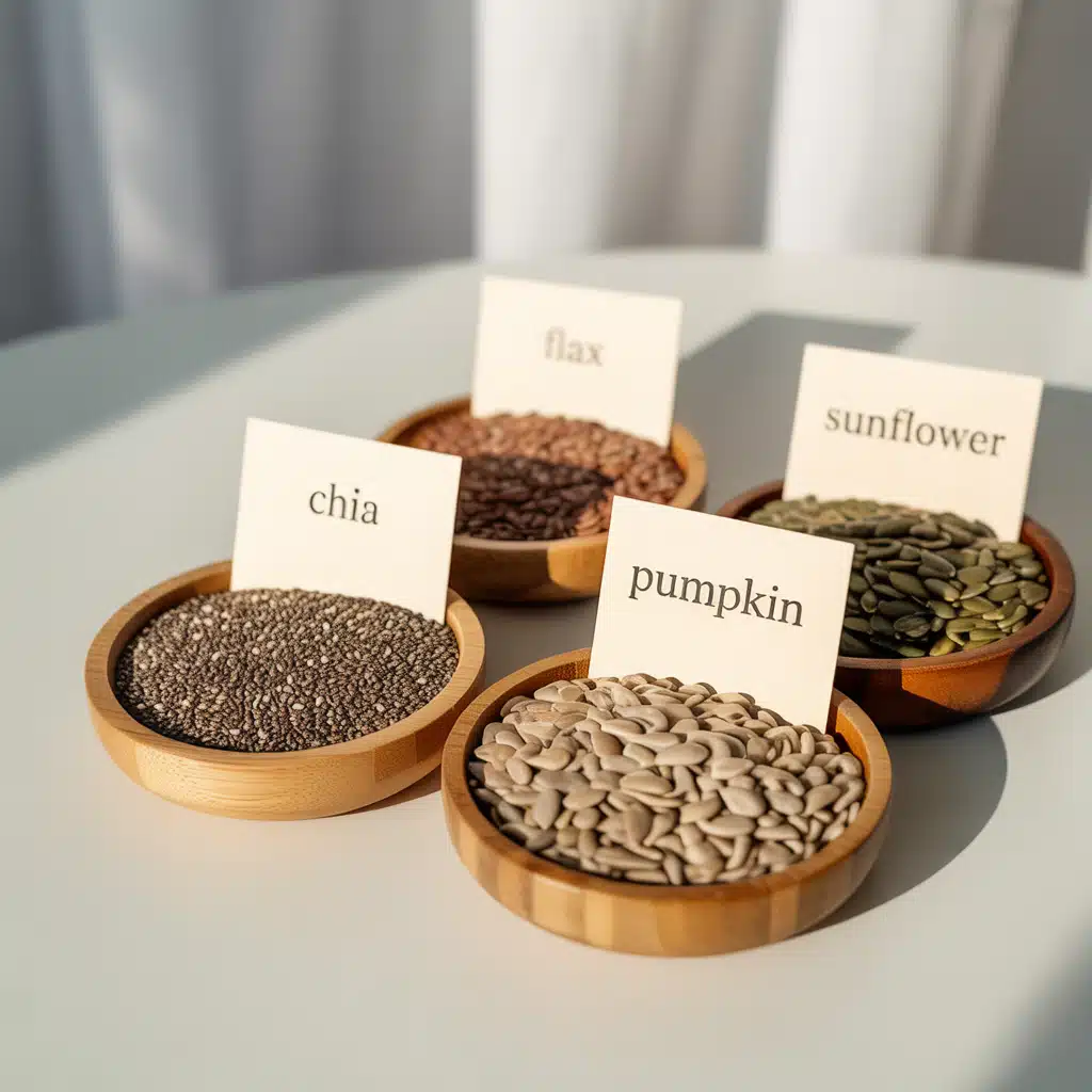 Raw bariatric seed weight loss organized in bowls
