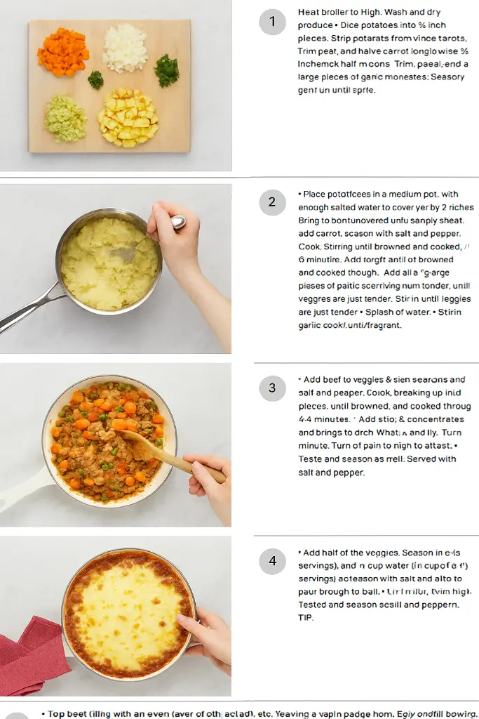 hellofresh shepherd pie recipe step 1 chopped ingredients