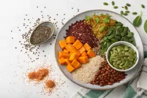 Bariatric Seed Diet Recipes with Greek yogurt and mixed seeds in bowl
