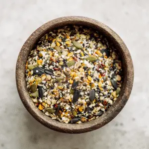 Bariatric seed mix for weight loss on wooden table