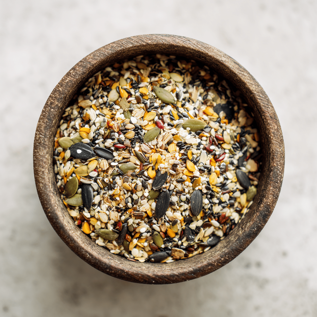Bariatric seed mix for weight loss on wooden table