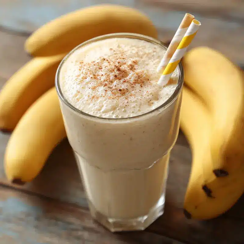 Creamy banana smoothie for weight loss topped with cinnamon