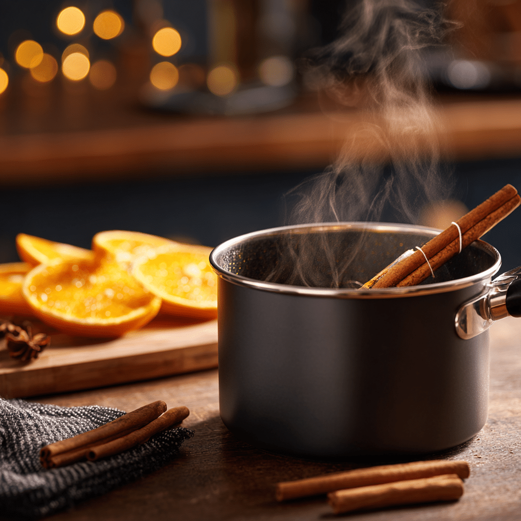 Tea steeping with cinnamon in pot for iced tea