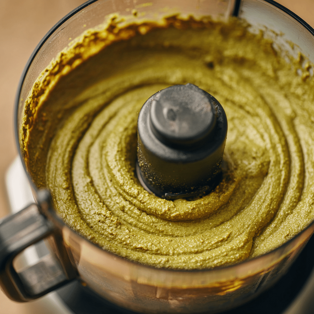 Blending pumpkin seed butter in food processor