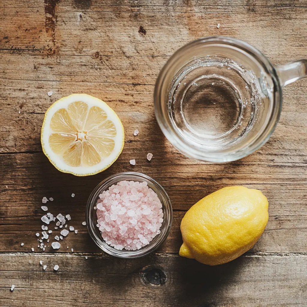 ingredients for pink salt and lemon water
