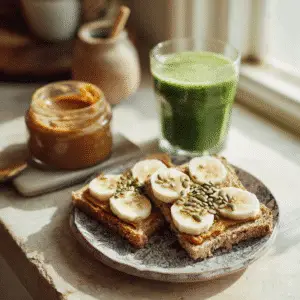 Pumpkin seed butter served on toast with banana