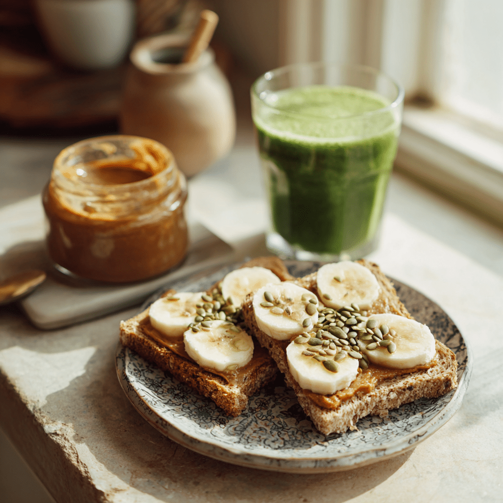 Pumpkin seed butter served on toast with banana