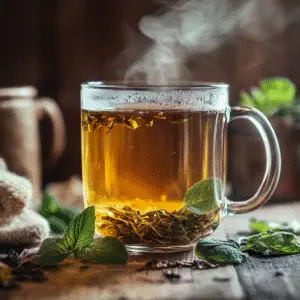 herbal brazilian mounjaro tea with mint and steam