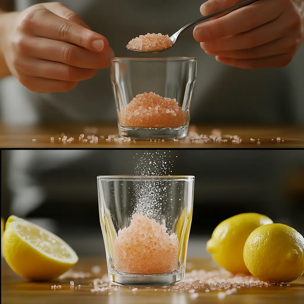 making pink salt and lemon water step by step