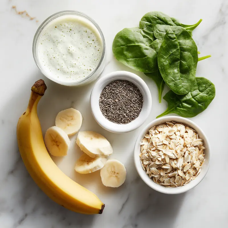 Ingredients for banana smoothie recipe for weight loss laid out neatly