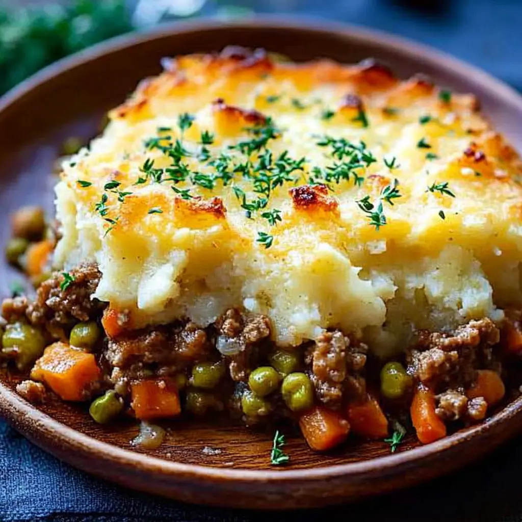 hellofresh shepherd pie recipe serving on plate with herbs