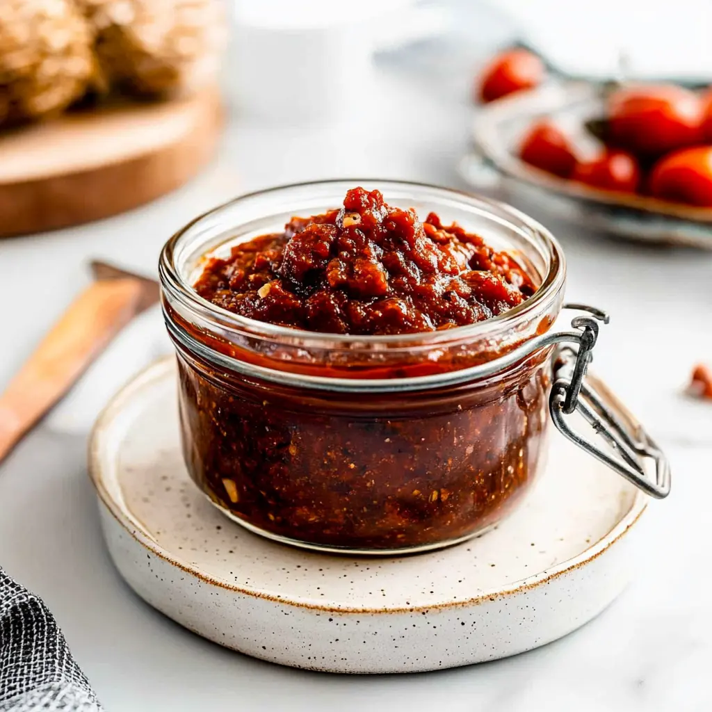hello fresh tex mex paste recipe in glass jar on plate