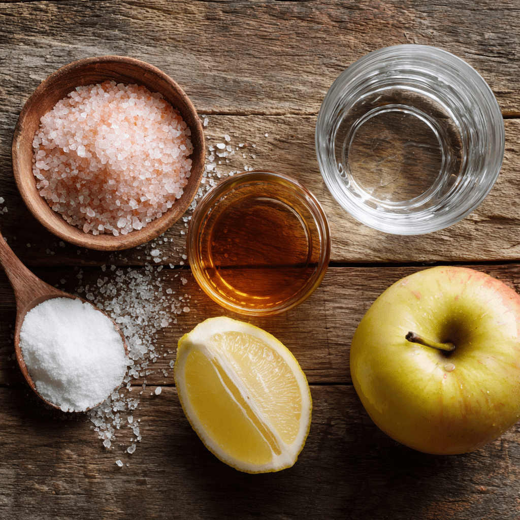 pink salt recipe for weight loss ingredients flat lay